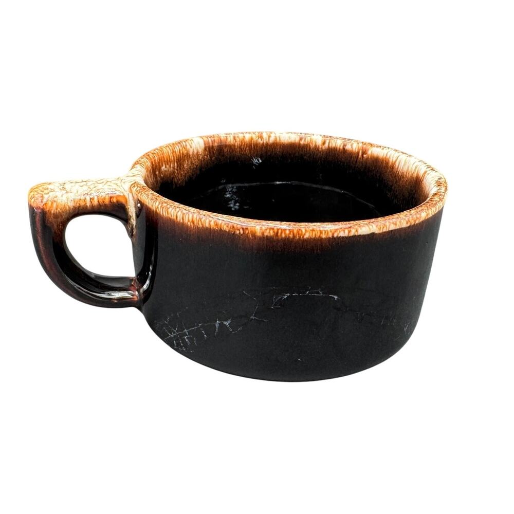 Vintage Pfaltzgraff Gourmet Brown Drip Stackable Mug Closed Handle